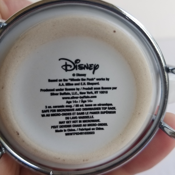 Set Of 4 Disney Winnie The Pooh 3oz Stacking Espresso Cups With Metal Rack - Picture 2 of 5